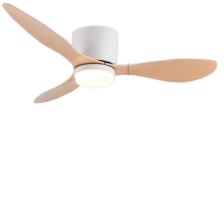 Ventilator de tavan, design modern, control de la distanta, alb/maro, 52 inch