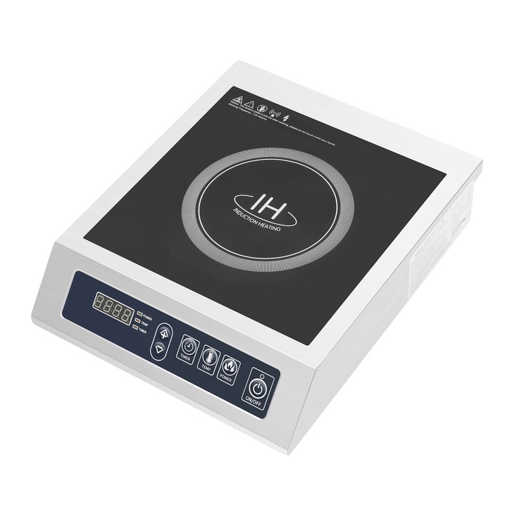Elektromos főzőlap, 3500W, 11 fűtési fokozat, 30x30cm, mikrokristályos üveg/rozsdamentes acél