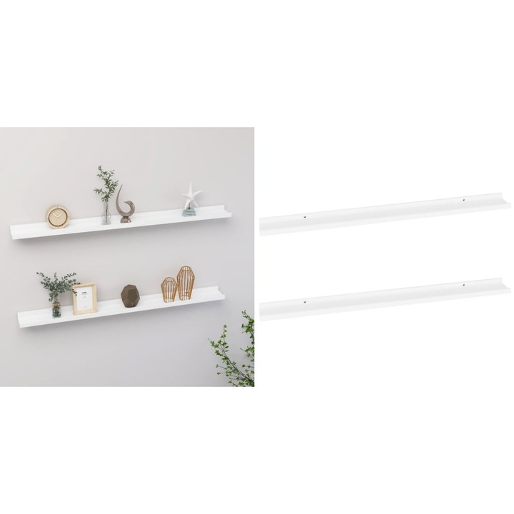 Rafturi de perete, 2 buc., alb, 100x9x3 cm