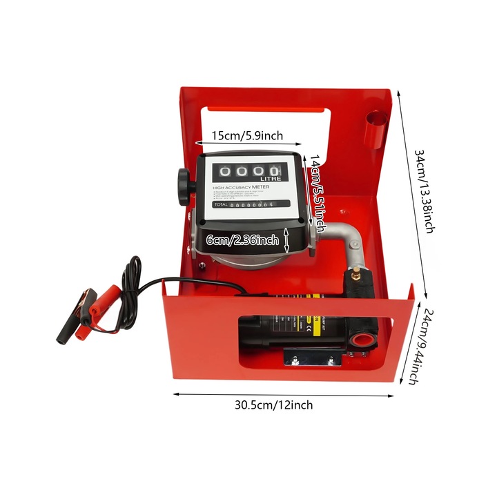 Pompa electrica de transfer, capacitate mare, constructie durabila, rosie, 45l/min