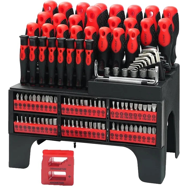 Set de biti pentru surubelnita, 117 piese, otel aliat, rezistent la apa