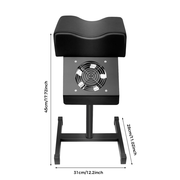 Scaun pedichiura cu aspirator, negru, înălțime ajustabilă 48-68 cm, perna PVC, set complet
