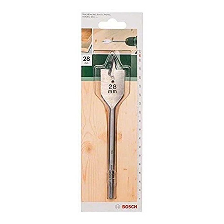 Burghiu plat lemn Bosch, 28 mm, tija hexagonala 165 mm
