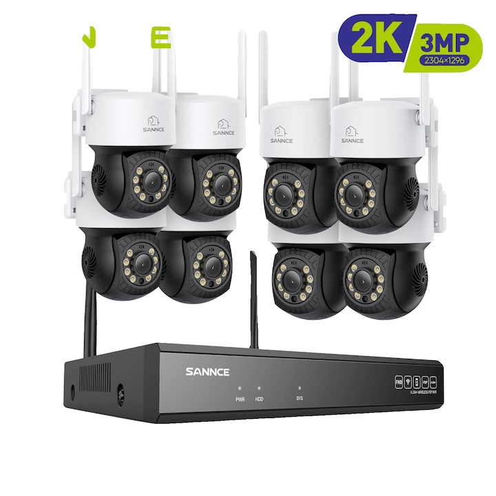 Kit Supraveghere 8CH cu 8 Camere, Techage, 5MP, Nocturna, Design Durabil