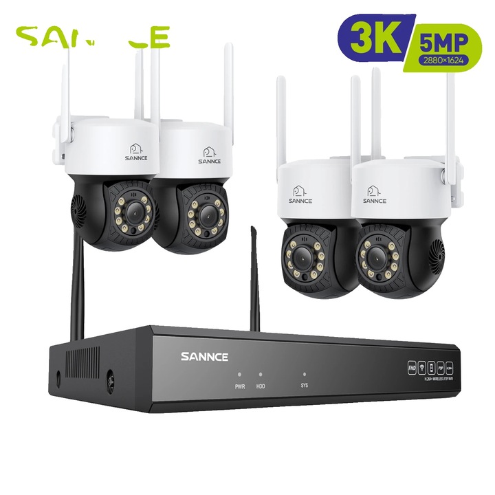Sistem de Supraveghere, 5MP, Design Rezistent la Vreme, Set 8CH cu 8 Camere
