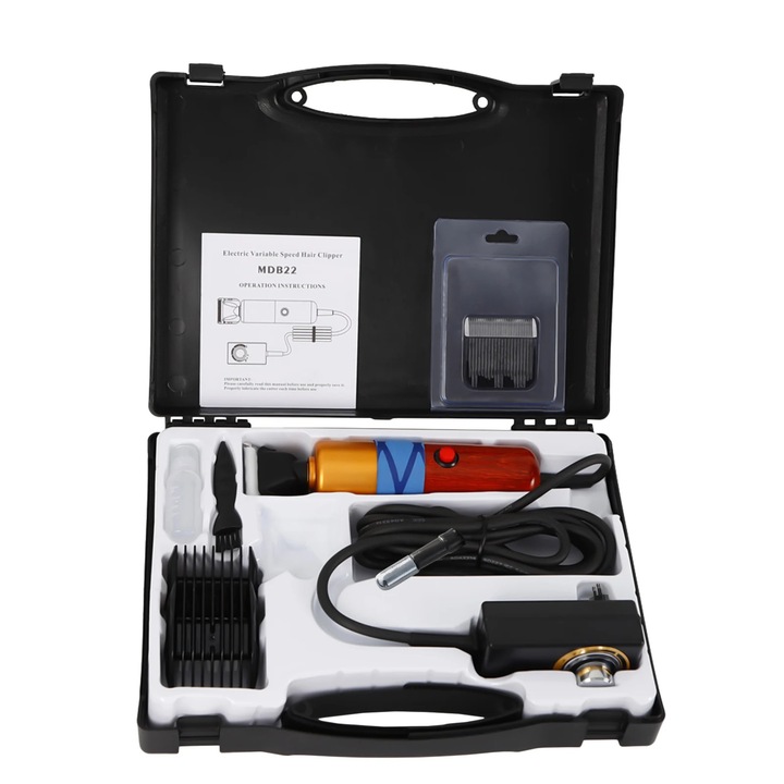 Masina electrica de tuns caini, Trimmer, Lama ceramica, Cu cablu 220V AC, Fara baterie, Rosu