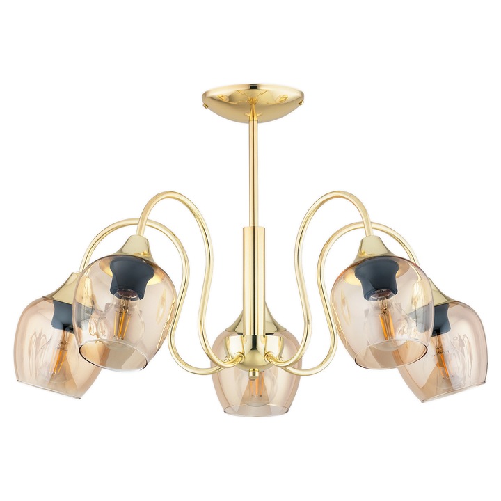 Полилей Julietta, 5-точков, кехлибарено стъкло, 62x62x40см