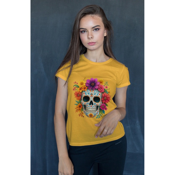 Tricou unisex 100% bumbac colectia Spooky Halloween Galben M INTL