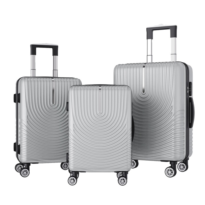 Комплект тролери, 20x24x28 инча, ABS материал, със система за затваряне, въртящи се колела