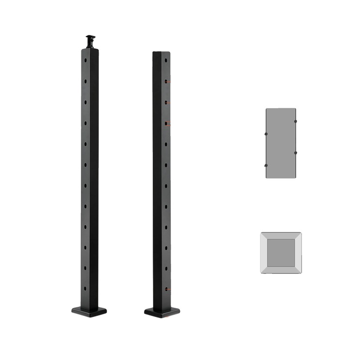 Стълб за парапет, тип I, неръждаема стомана, предварително пробит, 42 инча, ъглови приложения