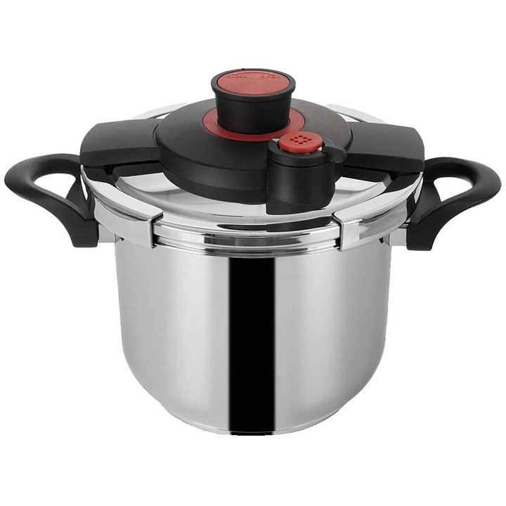 Oala sub presiune, inox, 7 l, 24 cm, 38x25x26.5 cm, argintiu/negru