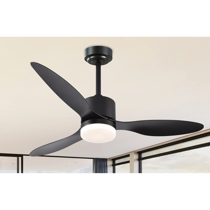 Ventilator de tavan, design modern, control de la distanta, 42 inch, Negru