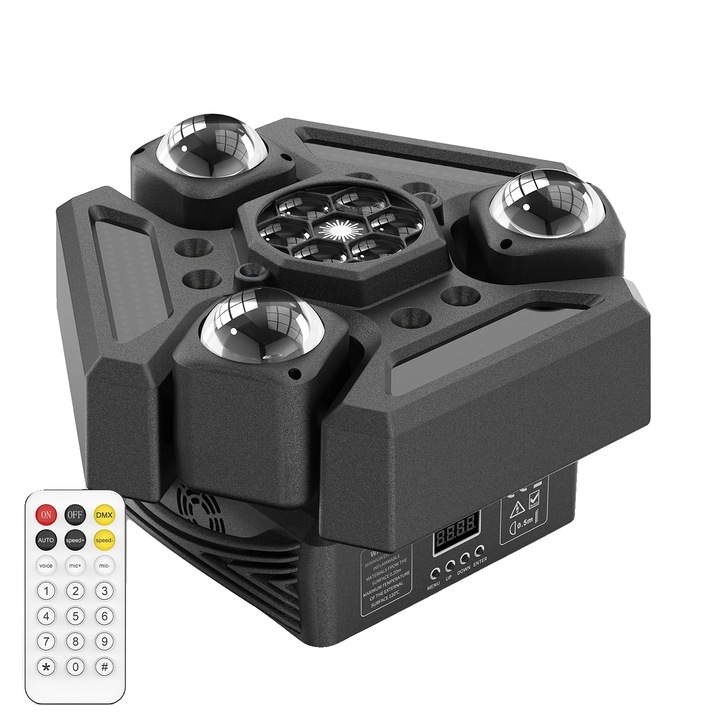 Lumina mobila, efecte RGBW, control DMX, neagra, 32.5x32.5x18.5cm