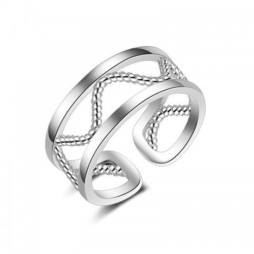 Inel argint si zirconiu Large Waves, 17 mm