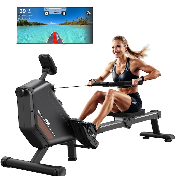 Aparat de vaslit, 300N rezistenta magnetica, conectivitate Bluetooth, negru, pliabil