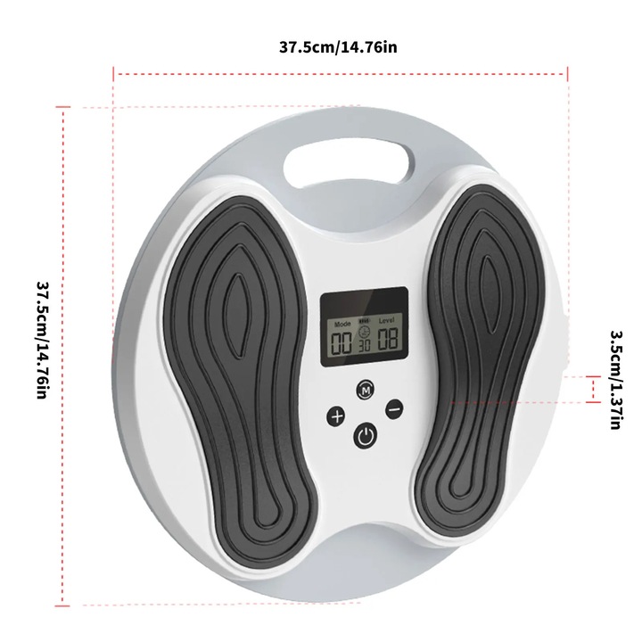 Elektromos lábmasszírozó készülék, EMS és TENS terápia, fehér, kompakt méretek