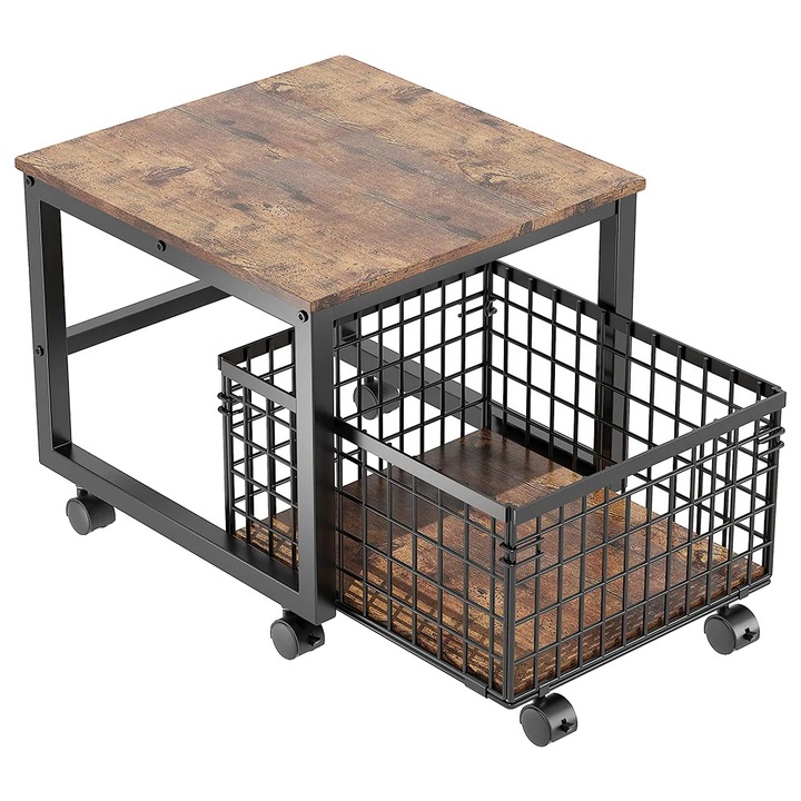 Suport pentru minifrigider/Cuptor cu microunde, Cadru Metalic, Capacitate Maxima 90 kg, Roti Blocabile, Utilizare Multifunctionala