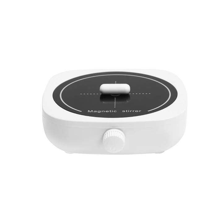 Mágneses keverő, kompakt kialakítás, állítható sebességszabályzó, fehér, 11.6x11.6x3.5cm, 1L kapacitás