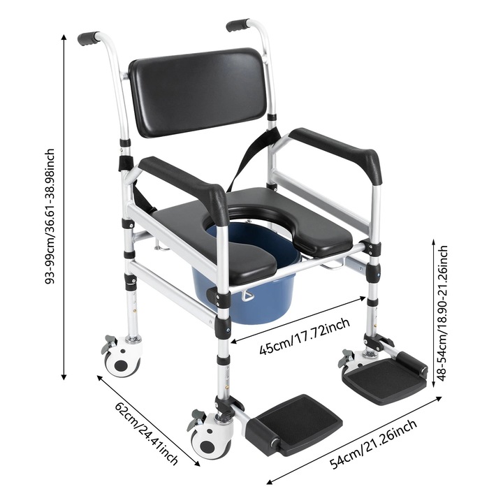 Scaun de dus, inaltime ajustabila, confortabil, cu spatar, 48-54cm x 62cm x 93-99cm, capacitate 160kg