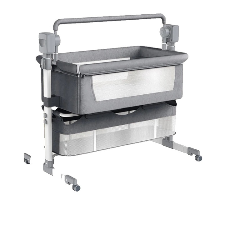 Balansoar pentru bebelusi, design portabil, gri, mecanism de balansare ajustabil, material respirabil