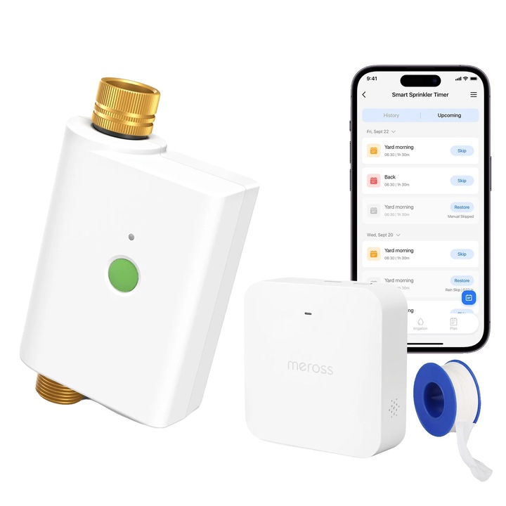 Програматор за поливане, интелигентен, управление чрез приложение, автоматизация според времето, размери 9.9x5.1x16.8cm