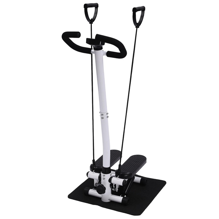 Stepper, 2-in-1 Up-Down Swing Stepper, Pentru acasa, Benzi de rezistenta, Manere, Ecran LCD, Inaltime reglabila, Negru