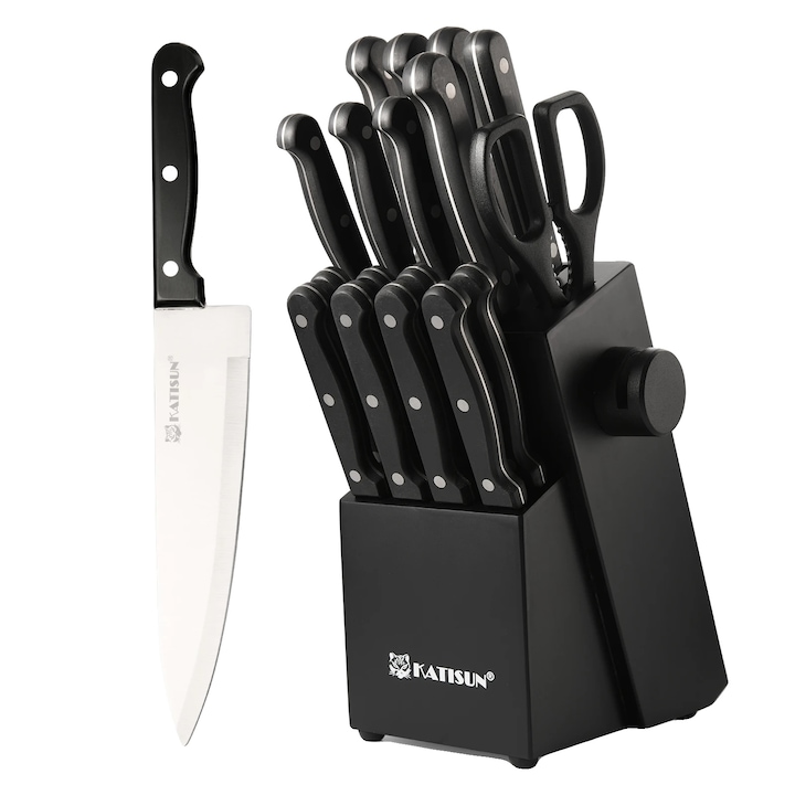 Set de 19 cutite din otel carbon, lungime lama 19.3 cm, lungime maner 13.2 cm, multicolor