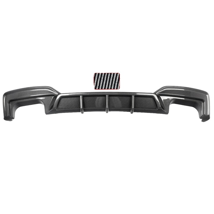 Difuzor spate pentru bara de protectie, carbon look B, pentru BMW 6 Series (2012-2018), montare usoara