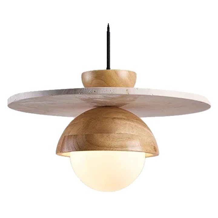 Pendul din piatra, stil contemporan, culoare lemn-A, lumina calda, 30cm