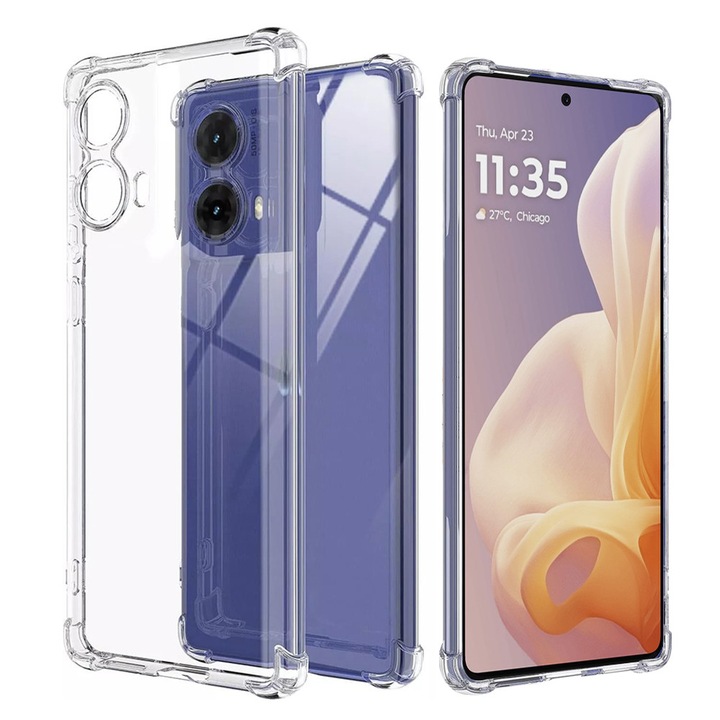 Husa antisoc pentru Motorola Moto G85, Accesorio Shockproof Silicone, Transparent