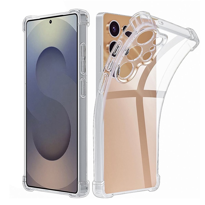 Husa antisoc pentru Samsung Galaxy S25 Ultra, Accesorio Shockproof Silicone, Transparent