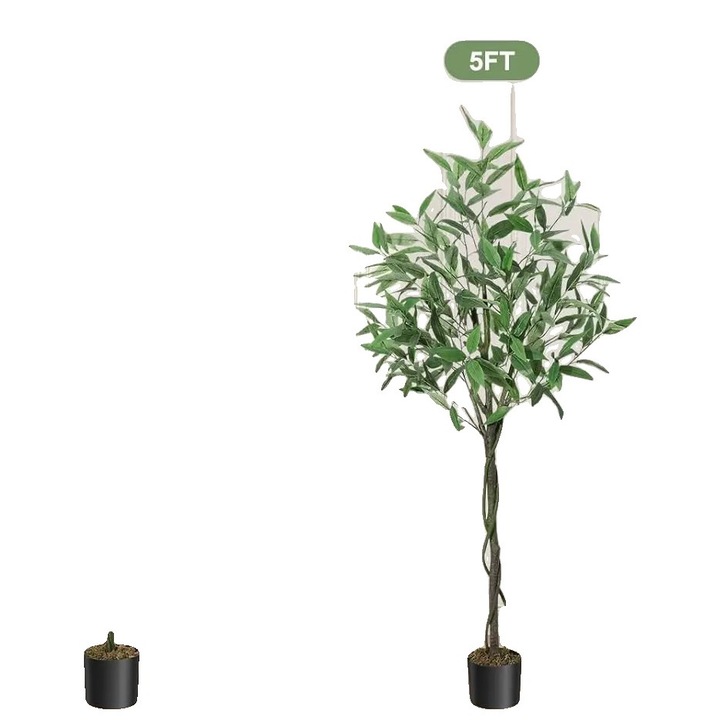 Planta artificiala, design eucalipt realist, verde, 4FT