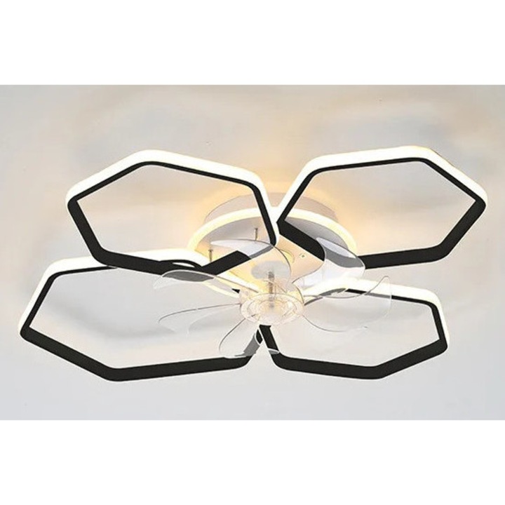 Вентилатор с осветление, B-Black, 4 глави, дистанционно управление, 220V, димируем