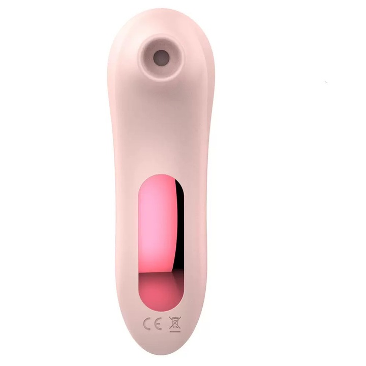 Vibrator Silentios cu Tehnologie de Aspiratie, Stimulator Clitoris Fara Contact Direct, Jucarie Erotica pentru Incepatoare, Silicon Medical, Rezistent la Apa, Roz Pal