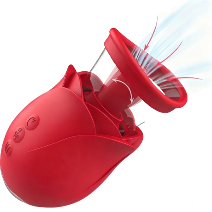 Rózsa alakú klitorisz vibrátor, XHO, klitorisz- és G-pont stimuláció, szilikon, bíborvörös