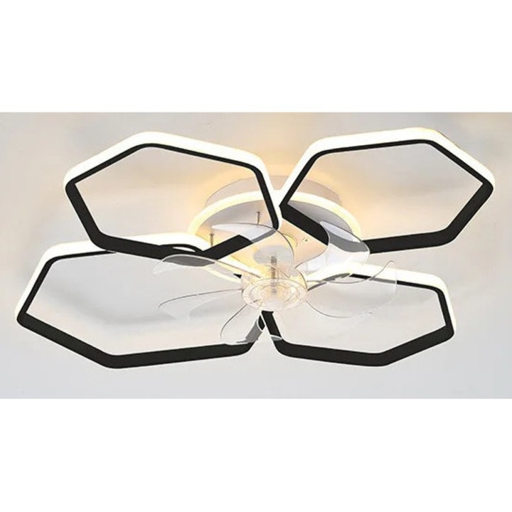 Вентилатор с осветление, B-Black, 4 източника на светлина, дистанционно управление, 110V