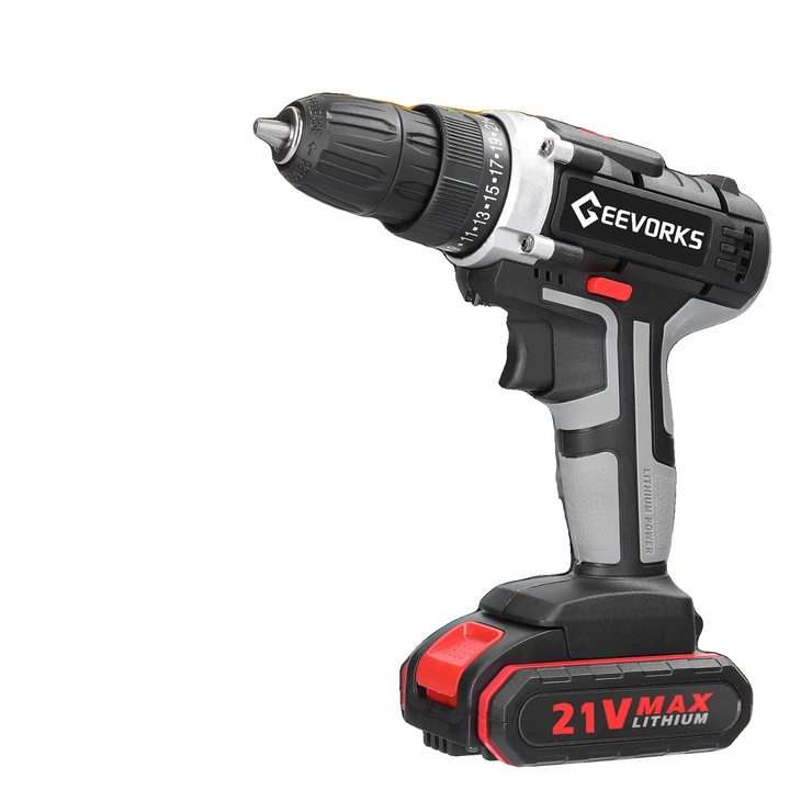 Fúró és csavarozógép, multifunkcionális kialakítás, nagy teljesítményű lítium akkumulátor, kompakt méretek, EU készlet