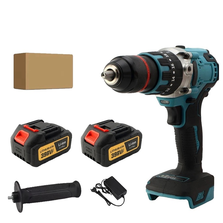 Masina de gaurit si insurubat, Impact Drill, motor fara perii, cu cuplu maxim 480 N.M, 2 acumulatori, 18V