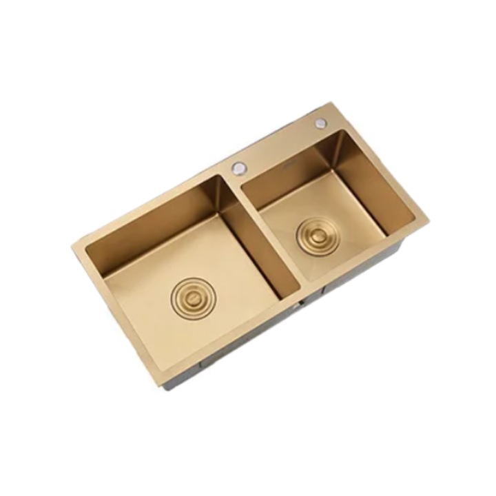 Chiuveta bucatarie, dubla, 75x40cm, instalare deasupra blaturilor, inox