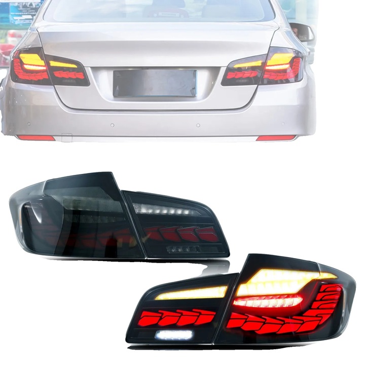 LED hátsó lámpa BMW 5-ös sorozat F10 M5 (2009-2016) modellekhez, 35W 12V, 3400 lm, Plug and Play, vízálló, szekvenciális irányjelző, Fekete