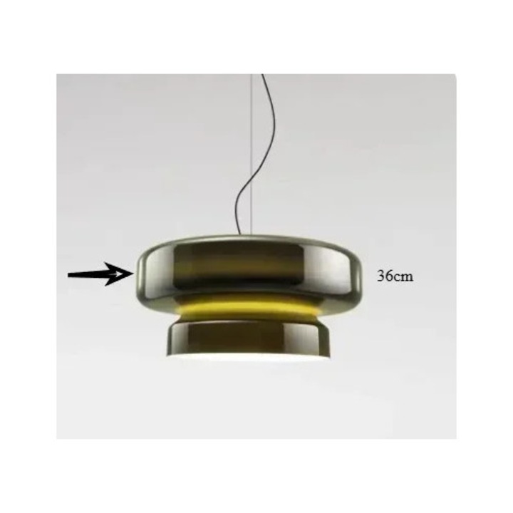 Зелен полилей, елегантен стъклен дизайн, 36 см, топла светлина, за помещения до 10 кв.м