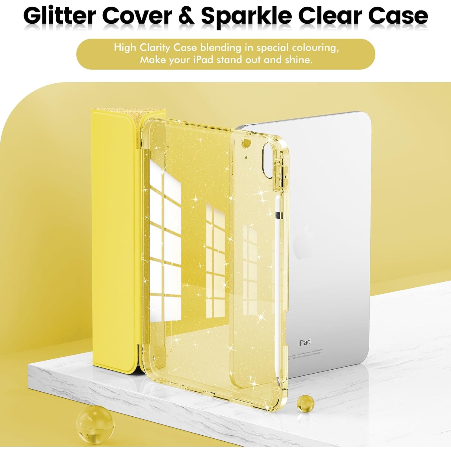 Husa de protectie pentru tableta, potrivita pentru iPad 10th 10.9" 2022/iPad (A16) 11th 2025, functie automata trezire/sleep, cu tava pentru stilouri, golden