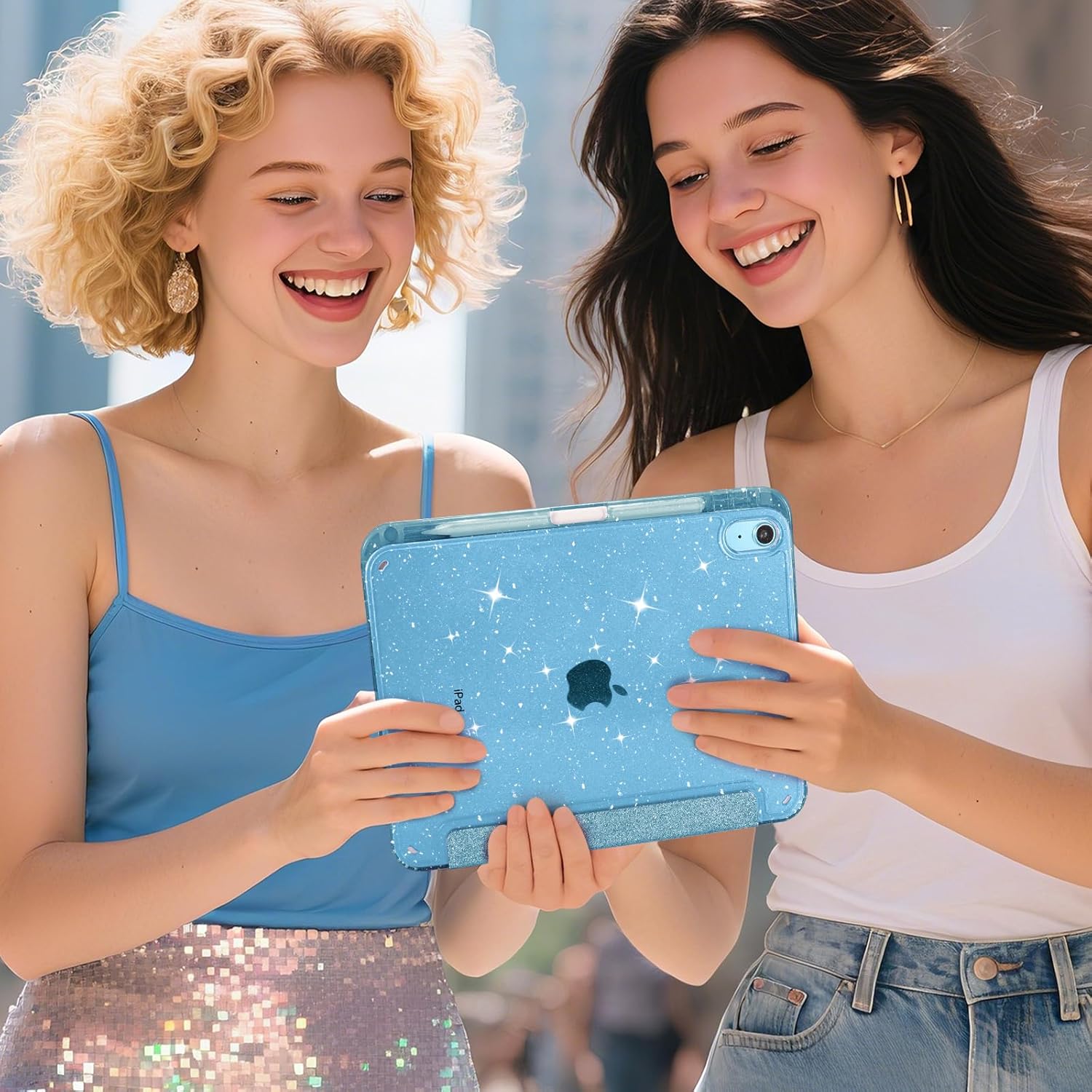 Husa de protectie pentru tableta, potrivita pentru iPad 10th 10.9" 2022/iPad (A16) 11th 2025, functie automata trezire/sleep, cu tava pentru stilouri, Albastru