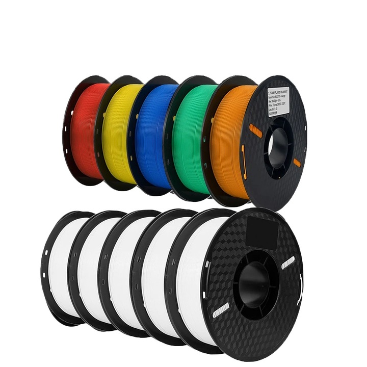 Filament PLA pentru imprimanta 3D, 1.75mm, set 10KG, temperatura de imprimare 190-230C, culori vibrante