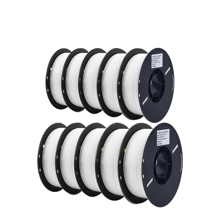 Filament PLA pentru imprimanta 3D, 1.75mm, set 10KG, alb