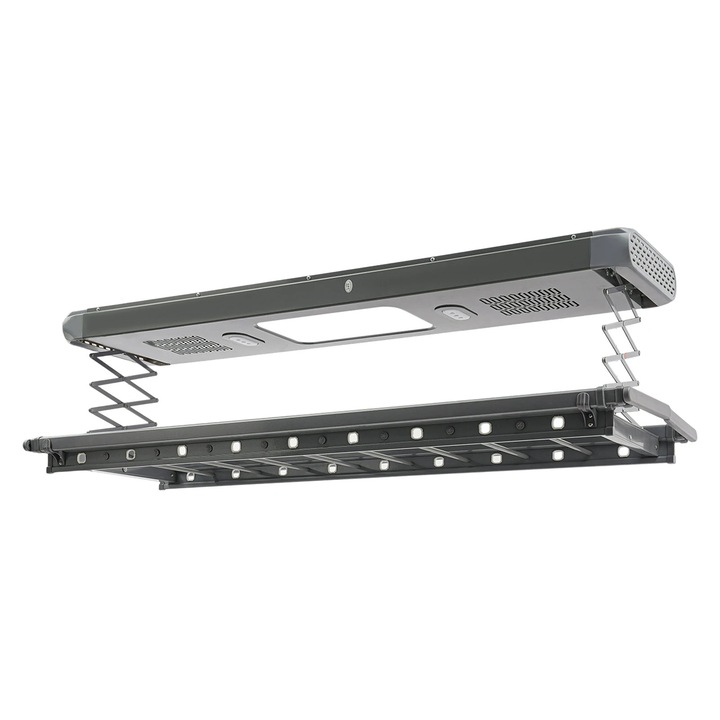 Uscator de rufe, montare pe tavan, lumina LED, gri, 125x31x7cm, capacitate maxima 35kg
