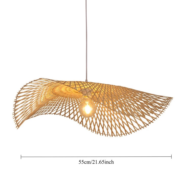 Lustra din bambus, design handmade, inaltime ajustabila, 55cm, fara bec