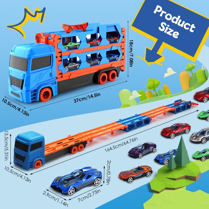 Játék építőipari gép készlet, 12 kis autó, többszínű, 165cm