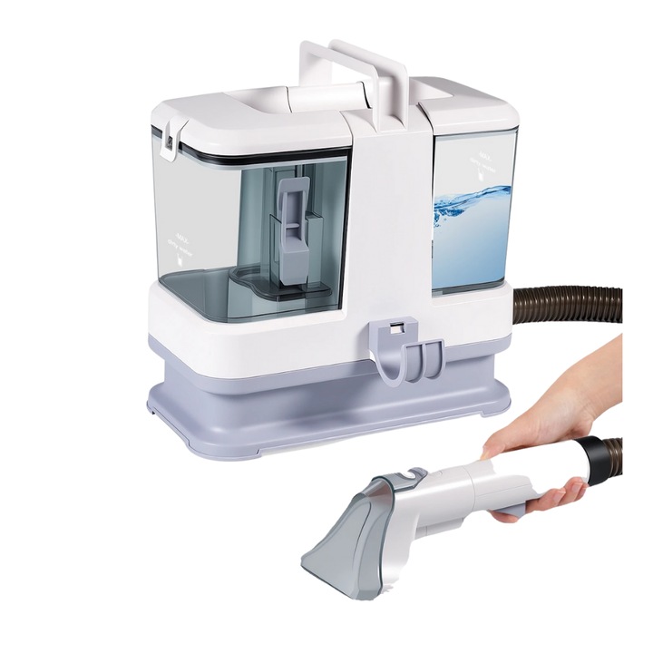 Aspirator pentru covoare, putere mare de aspiratie, capete de perie multiple, alb, set 4 in 1