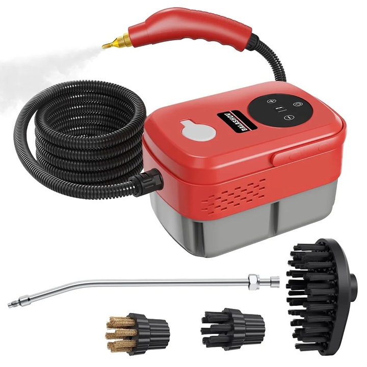 Aparat de curatat cu abur portabil, capacitate multi-suprafete, rosu, 1500W, 1300ml